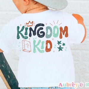Kingdom Kid Christian Kid PNG SVG Sublimation coupe fichier petit garçon rétro Kids biblique jeunesse bambin Boho coloré religieux conception graphique