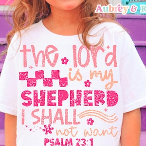 The Lord is my Shepherd Digital PNG SVG Sublimation Kids Christian Jesus Girls Retro Checker Bible Verse Trendy Popular Graphic Design DTF