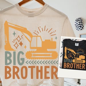 Big Little Brother PNG Bundle, Construction Svg, Sibling Png, Announcement, Digger, Equipment, Sublimation Download, Cricut, Toddler Boy