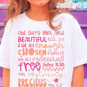 God Says You Are Digital PNG SVG Sublimation Kids Christian Affirmations Jesus Girls Retro Checker Bible Verse Toddler Trendy Graphic Design