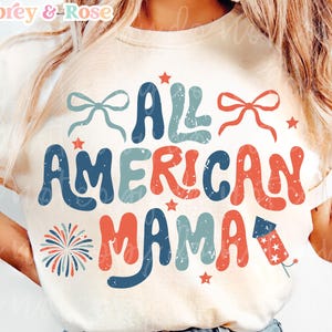 Toutes les mamans américaines numérique PNG SVG sublimation fichier Cricut correspondant famille 4 juillet fête de l'indépendance patriotique tendance rétro graphisme
