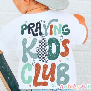 Christian PNG SVG Sublimation Praying Kids Club Cut File Little Boys Retro Kids Toddler Colorful Boho Religious Bible Verse Graphic Design