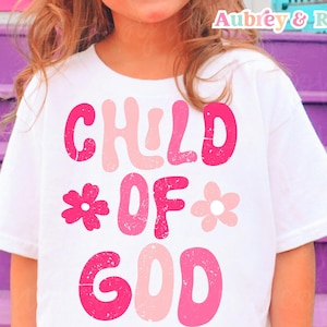 Christian PNG SVG Sublimation Kind Gottes Cut File Kleine Mädchen Retro Kinder Kleinkind Bunt Trendy Religiös Bibel Vers Grafikdesign DTF