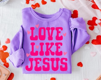 Love Like Jesus Vintage PNG, preppy Valentijnsdag Svg, Jezus Valentijnsdag, Valentine Christian Svg, religieuze Valentine, shirtontwerpen