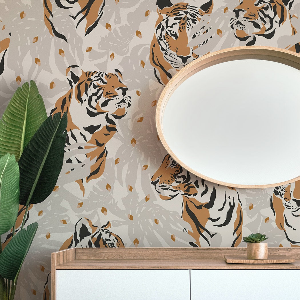 Tiger Peel and Stick Wall Paper Etsy