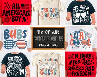 4 juli SVG-bundel, jongen png, VS png, vuurwerk png, patriottische png, Fourth of July png, peuter png, Amerikaanse jongen png, Merica png, Craft