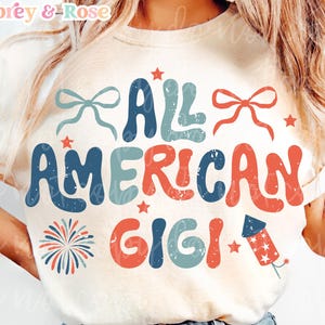 Tous les américains Gigi numérique PNG SVG Sublimation fichier Cricut correspondant famille 4 juillet fête de l'indépendance patriotique tendance rétro graphisme