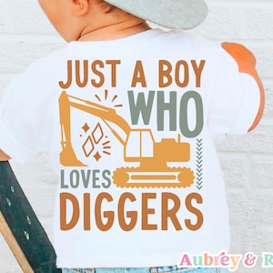 Nur ein Junge, der Bagger liebt Bautraktor Kind PNG SVG Sublimationsschnittdatei Kleines Baby Retro Kleinkind Boho Bunt Grafikdesign