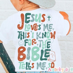 Christelijke PNG SVG sublimatie Jezus houdt van mij dit ik weet het gesneden bestand kleine jongens retro kinderen peuter kleurrijke religieuze bijbel grafisch ontwerp