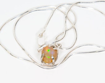 Raw Opal Pendant, Dainty Opal Necklace, Opal Pendant Necklace, Sterling Silver Opal Necklace, Raw Opal Necklace, October Birthstone Necklace