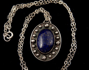 Lapis Lazuli Pendant, Lapis and Silver Pendant, Sterling Silver Lapis Pendant Necklace, Lapis Lazuli Necklace, Lapis in Silver, Blue Pendant