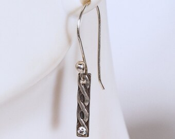 Sterling Silver Infinity Bar Earrings, Silver Earrings