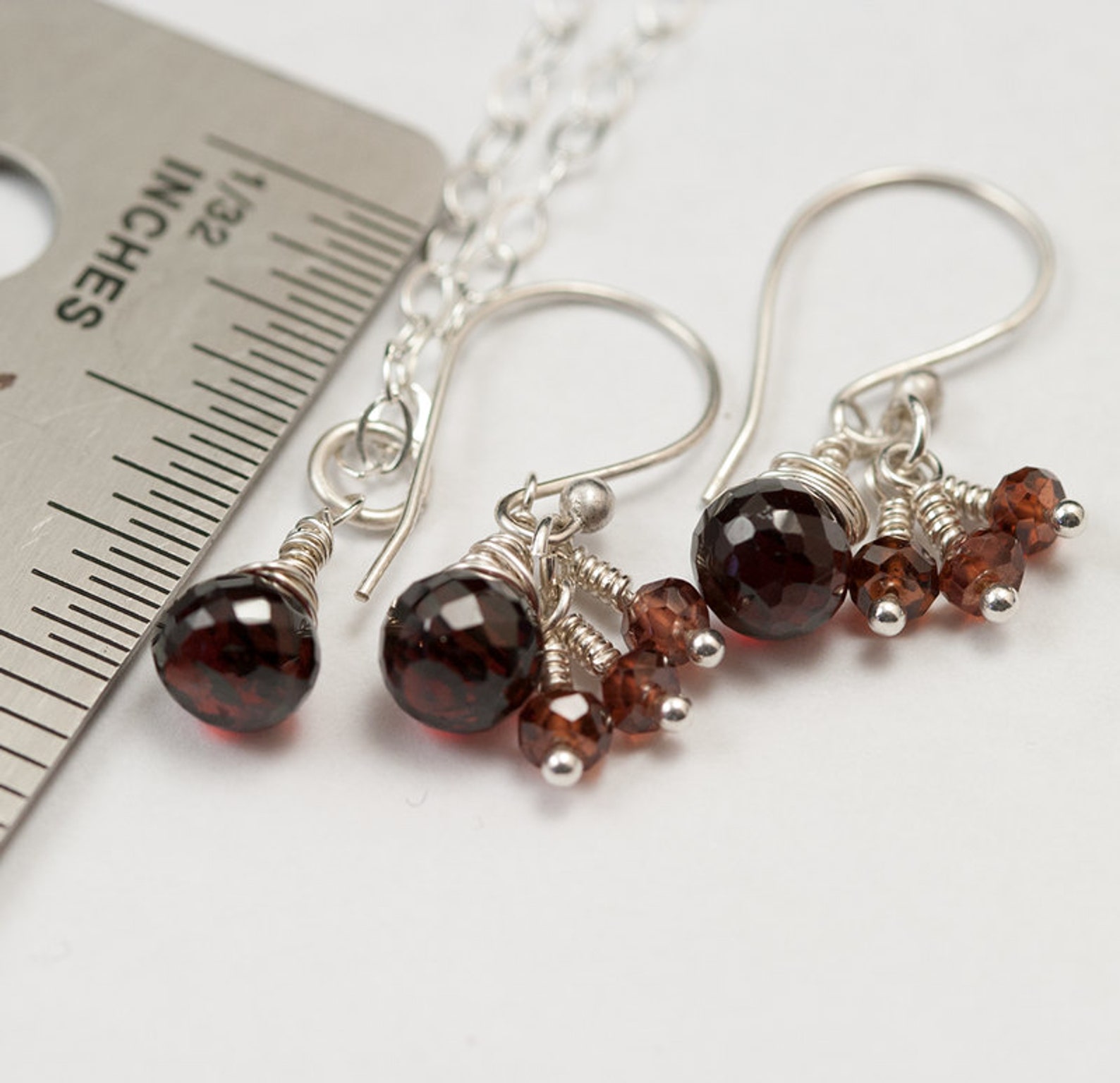 Necklace and Earring Set January Birthstone Wire Etsy