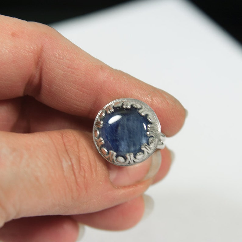 Kyanite and Sterling Silver Ring Swag Bezel Set Ring Etsy