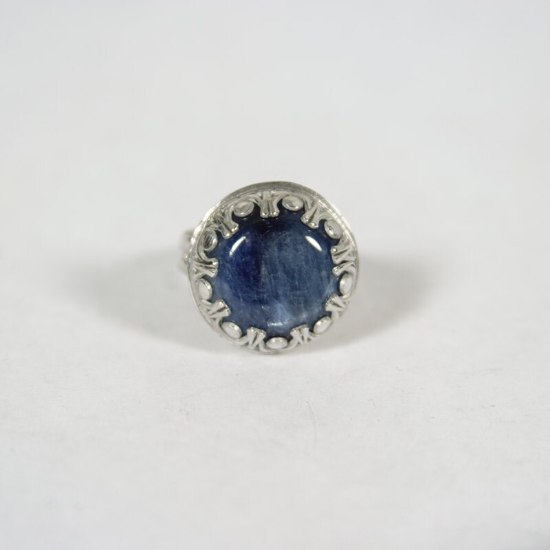 Kyanite and Sterling Silver Ring, Swag Bezel Set Ring, Gemstone Ring ...