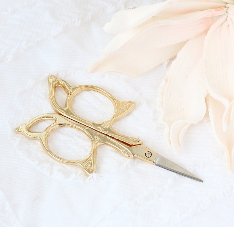 Bird Scissors. Embroidery Shears. Gold Stork Scissors. Etsy