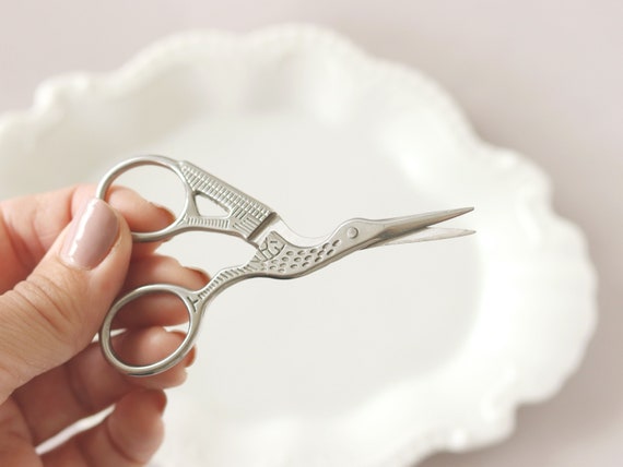 Vintage Stork Embroidery Scissors - Rose Gold Sewing Scissors For Crafting & Needlework