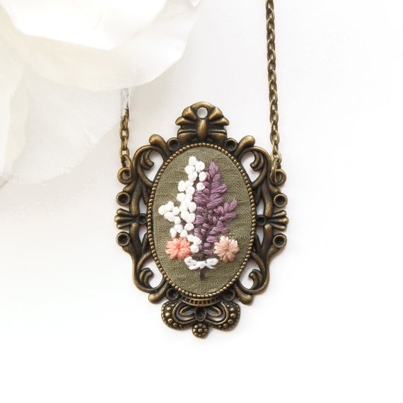 Items similar to embroidered necklace floral jewelry statement Items similar to embroidered necklace floral jewelry statement