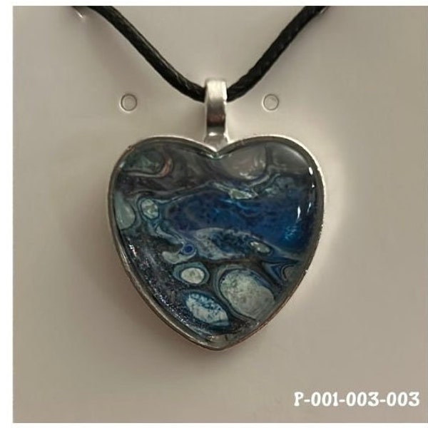 1" Heart shaped paint skin cabachon pendant