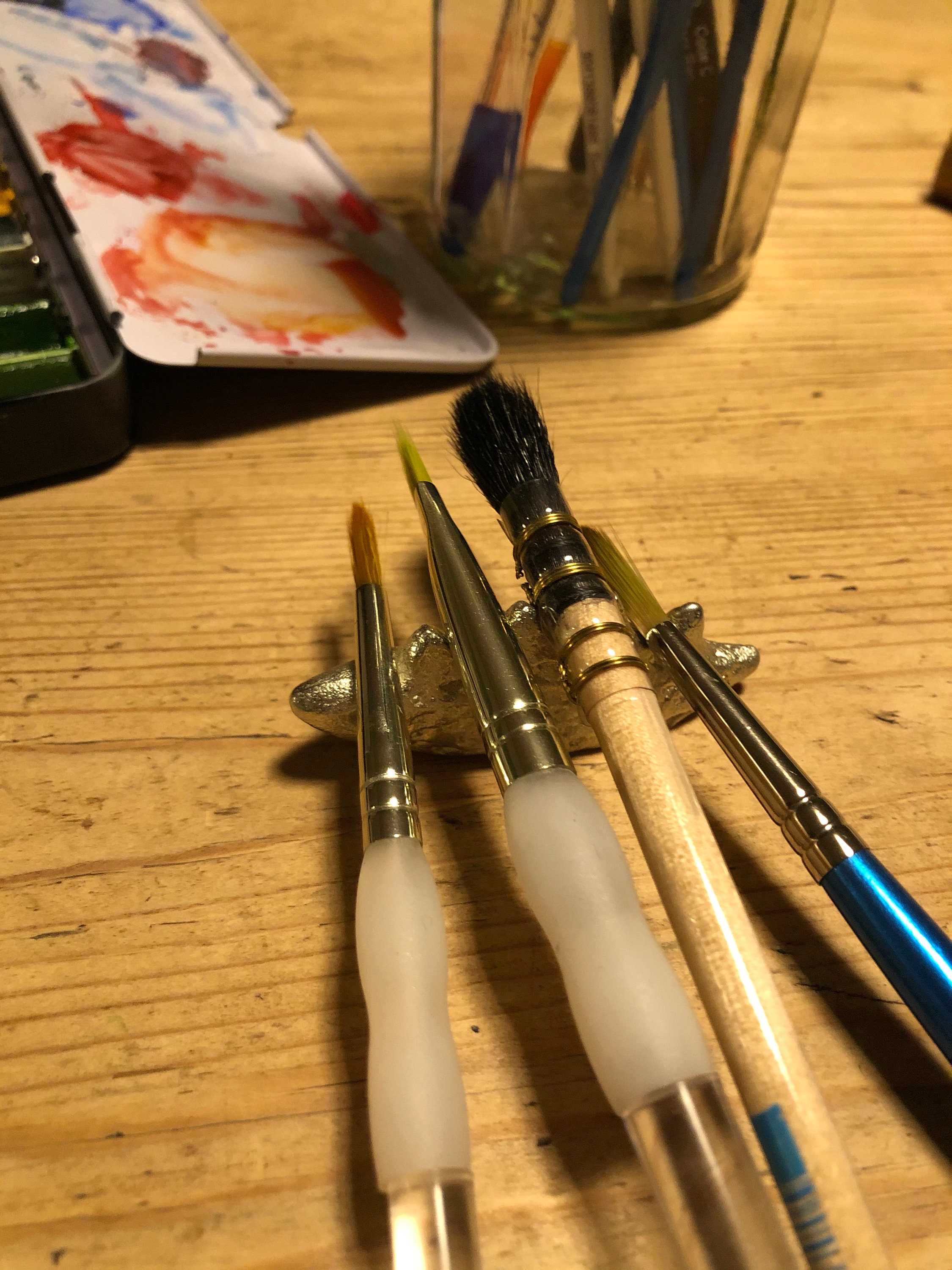 Paint Brush Rest Gift for Artist Pewter Pen Rest Etsy