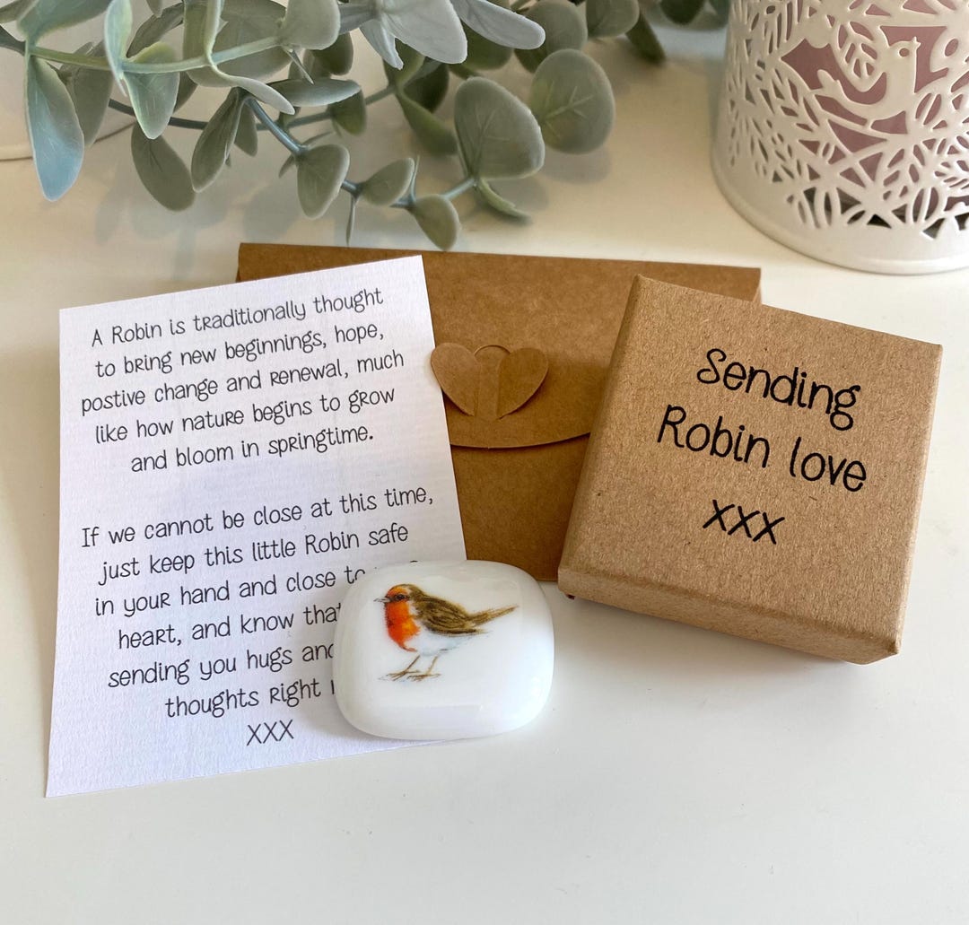 Robin Gift Set Personalised Robin Gift - Fused Glass Pebble - Etsy