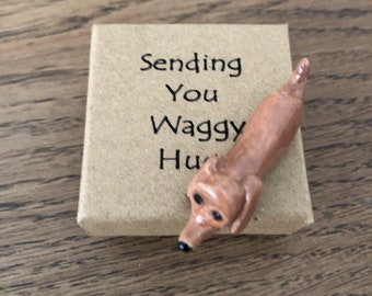 Sausage Dog Gift, Sending A Hug,  Doggy Hugs, Pocket Hugs, Special Unusual Gift, Inspiration, Motivation, Unique Unusual Gift