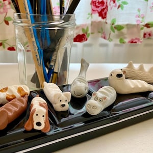 Cadeau d'artiste - Repose-pinceau - Animal en céramique fait main