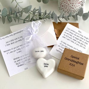 Granddaughter Gift: Porcelain Pebble or Heart - Keepsake Present image 1