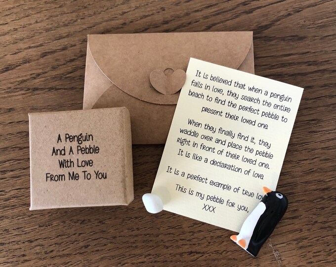 Penguin Pebble Love Gift Proposal Special Unusual Gift Etsy UK