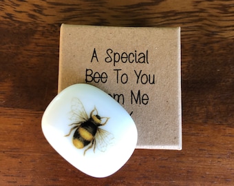 Bee Gift, Sending Hugs, Fused Glass - Personalisable