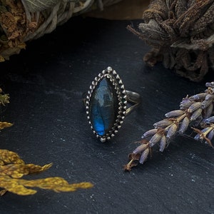 Labradorite Aurora Adjustable Sterling Silver Ring
