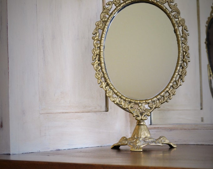 Art Nouveau Vanity Mirror Cast Iron Mirror Tilting Mirror Etsy