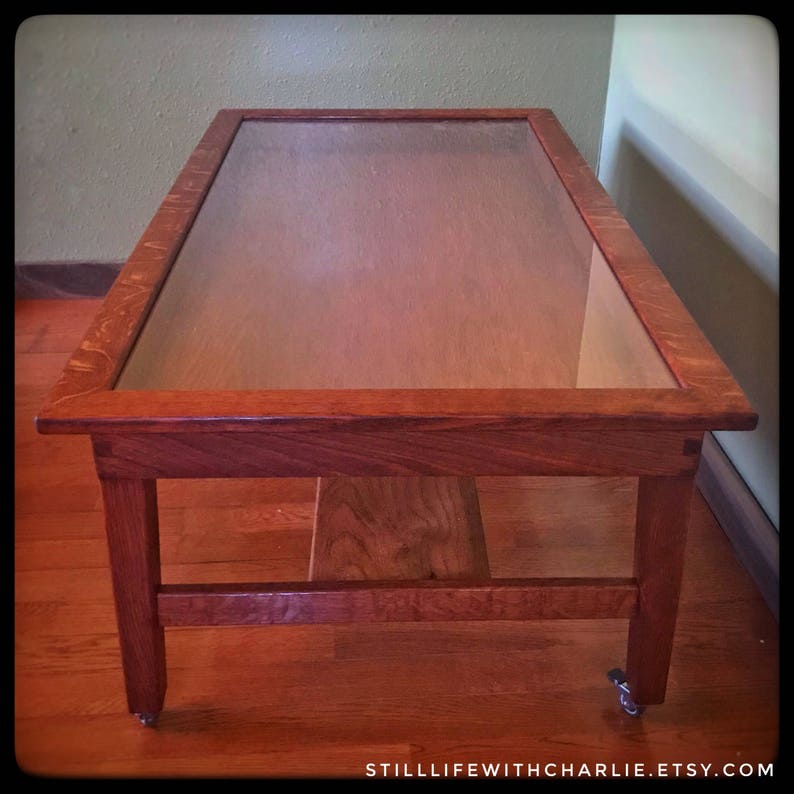 Handmade Oak Shadow Box Coffee Table for collectibles Etsy
