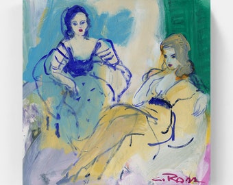 My Stolen Heart, Original Oil Painting of two women in an elegant Parisian salon, Fauve, Impressionistic, Matisse Inspired by Colleen Ross
