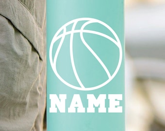Basketball with Name Decal | Water Bottle | PC | Laptop | Custom Sticker | Window | Sticker