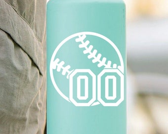 Softball Decal with Number | Personalized |  Water Bottle | Car window | Laptop | Gift | Custom Sticker |