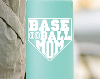 Baseball Mom Decal with Number | Water Bottle | Sticker