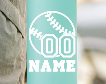 Softball with Number and Name Decal