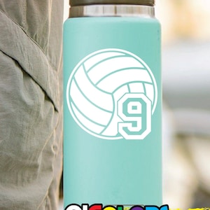 Volleyball Number Decal | Gift | Sticker | Solid