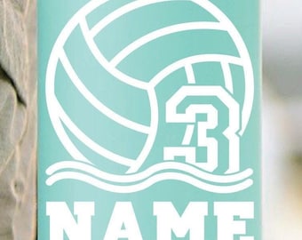 Personalized Water Polo Name & Number Vinyl Decal | Custom Sticker