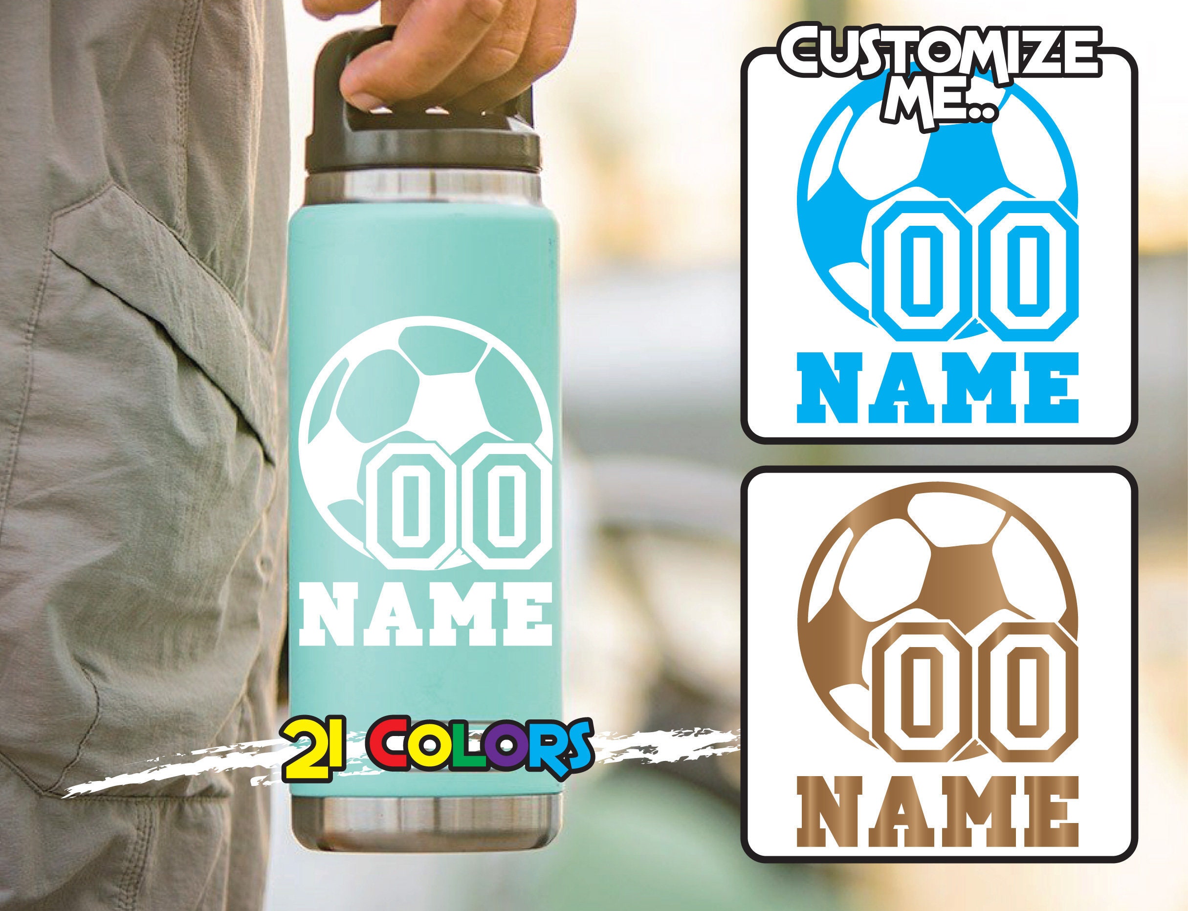 Soccer Ball Name and Number Decal | Personalize Sticker | Gift Sticker