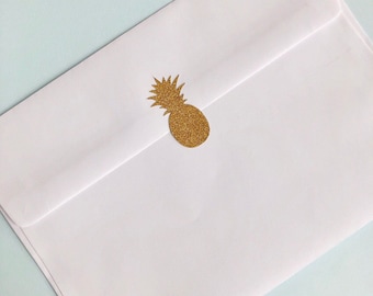 Ananas Aufkleber, goldfarbene oder silberfarbene Glitter-Party-Dekoration, Briefumschläge