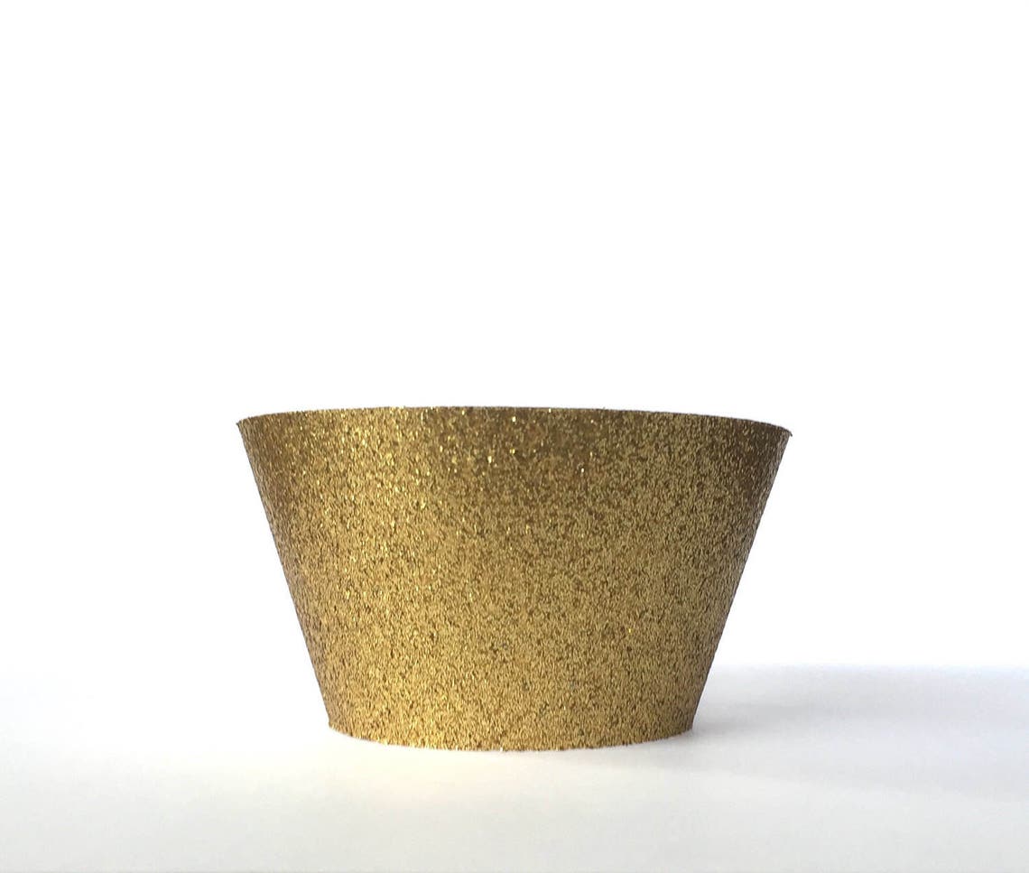 Gold Glitter Cupcake Wrappers Set of 12 Etsy