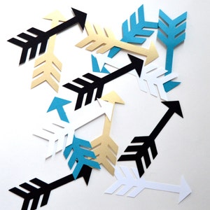 Arrow Confetti and Cut Out Party Embellishments, (Black, White, Gold Shimmer and Turquoise)