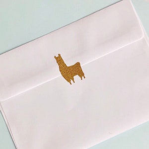 Adesivos de lhama, decoração de festa com glitter dourado ou prateado, selos de envelope