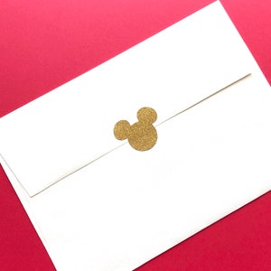 Pegatinas con purpurina de Mickey Mouse, sellos para sobres y decoración para fiestas DIY, doradas o plateadas