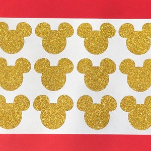 Mickey Mouse Glitter Stickers, Envelope Seals and DIY Party Decoration, Gold or Silver imagem 2