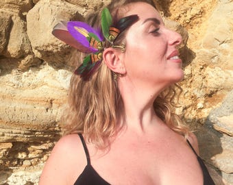 Adjustable Feather Ear Cuff | Lightweight Non-Pierced Ear Wrap | Eco-Conscious Party & Everyday Accessory