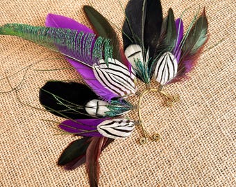 Sustainable Feather Ear Wrap with Boho style | Ethical Jewelry for Weddings, Parties & Rituals
