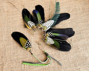 Recycled Feather Ear Cuff & Earring Set | Handmade Festival EarWing